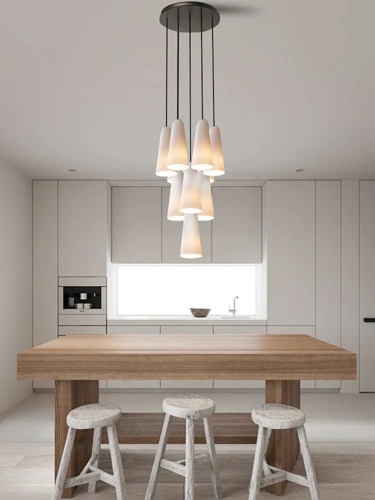 DecorBites™ Elegant White Glass Cup Chandeliers for Luxe Living Room
