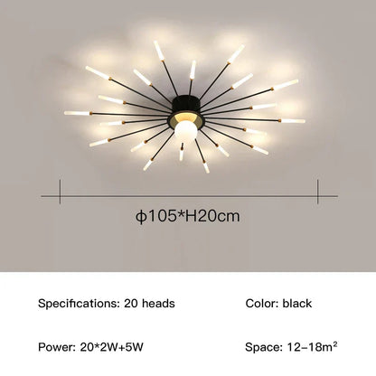 DecorBites™ LED Fireworks Chandelier: Modern Ceiling Lamp for Home Decor, Black Kitchen Lighting Fixtures
