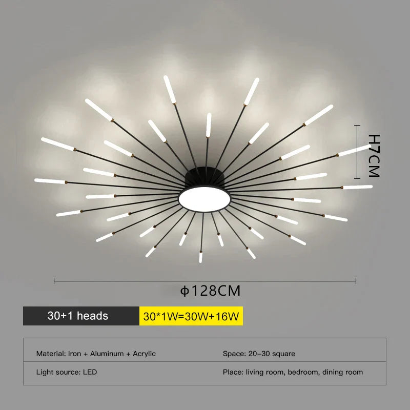 Black Fireworks Ceiling Light