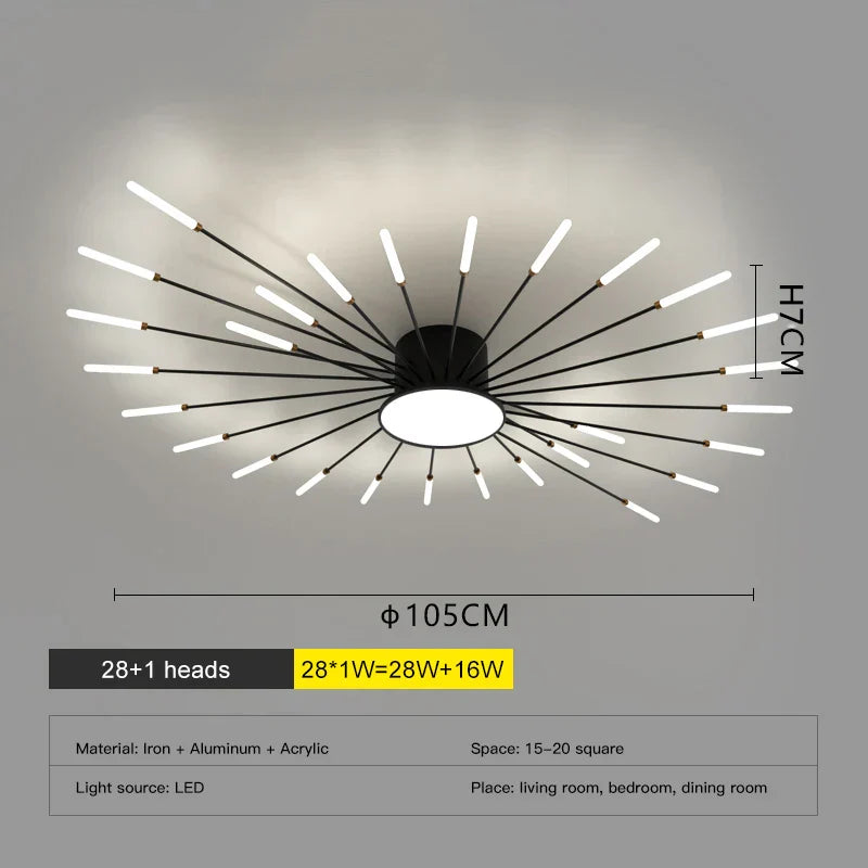 Black Fireworks Ceiling Light