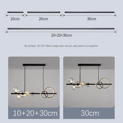 DecorBites™ Glass Ball Gold Black LED Chandelier for Kitchen Dining Room Table