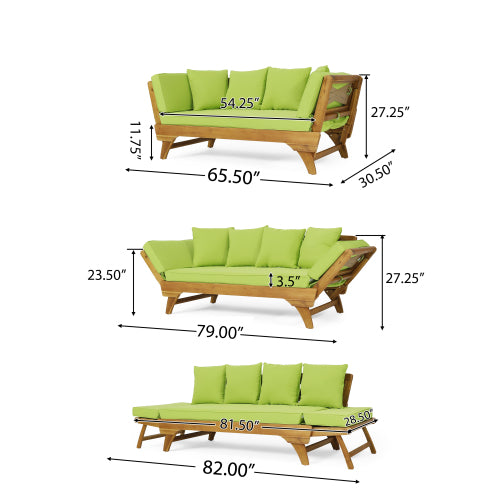 Teak Fabric Sofa Bed Dual-Use Convertible