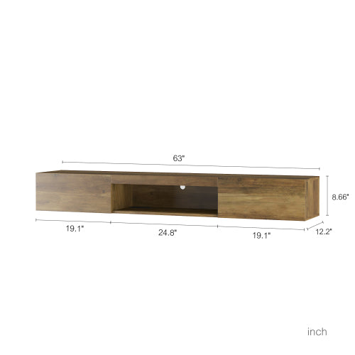 Brown LED Floating TV Stand