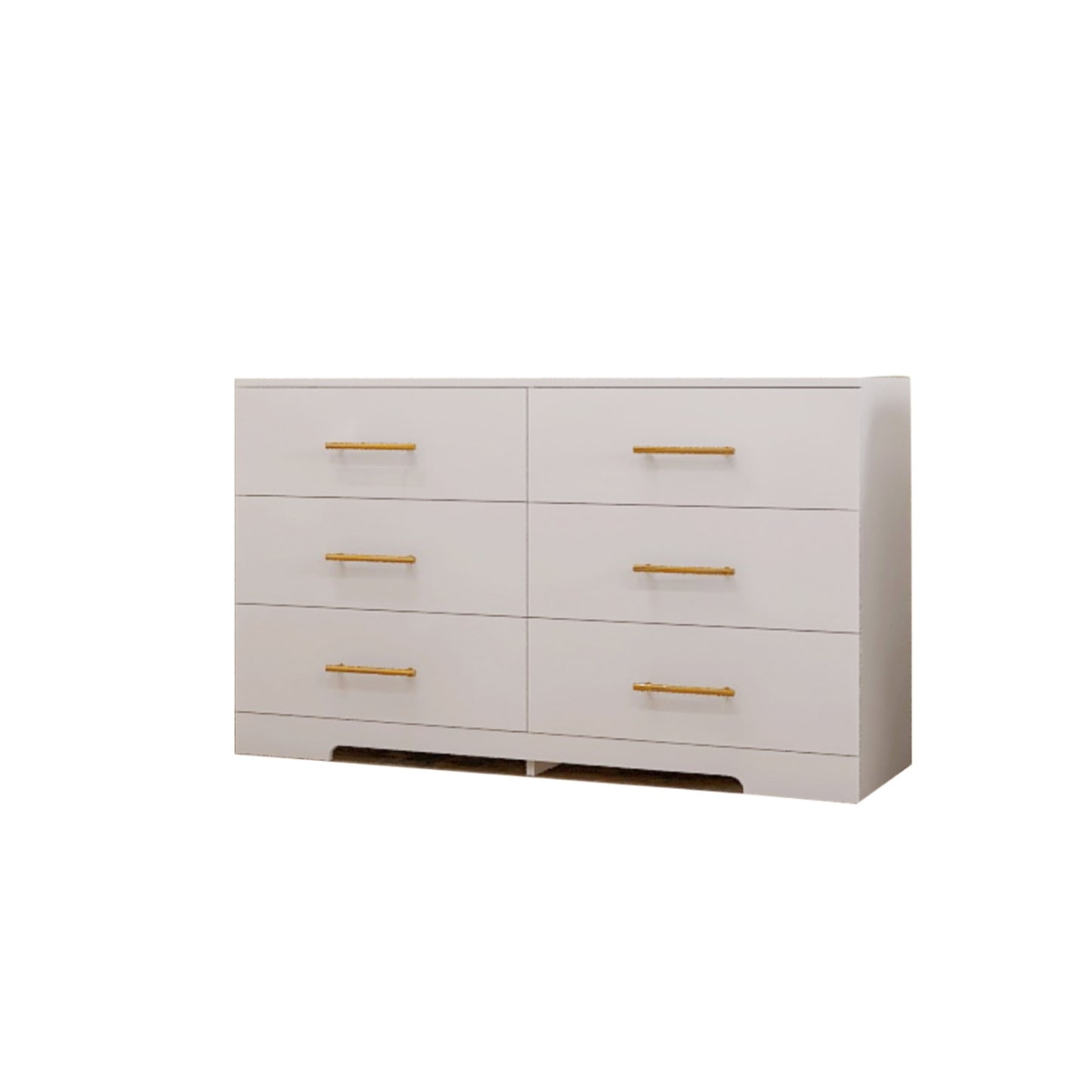 White Color Large 6 Drawers Chest Of Drawer Dressers Table With Golden Handle