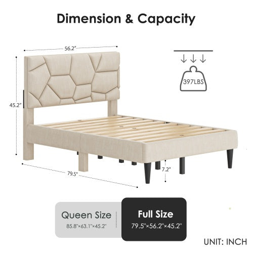 Beige Linen Storage Bed