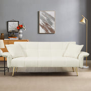 Grey Folding Armrest Sofa Beige Compact Design