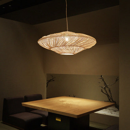 Chinese Zen Tea Room Rattan-weaved Ceiling Lamp