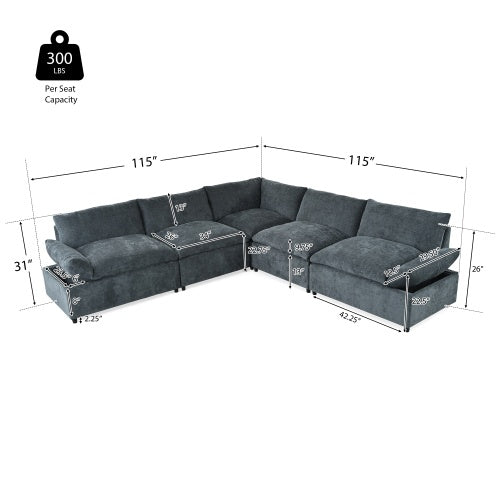 Gray Sectional Sofa Hidden Storage Dark Gray