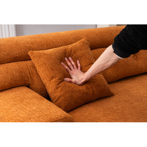 Orange Chenille 4-Seater Sofa