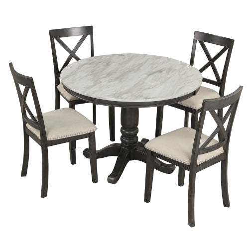 Gray Solid Wood Dining Set