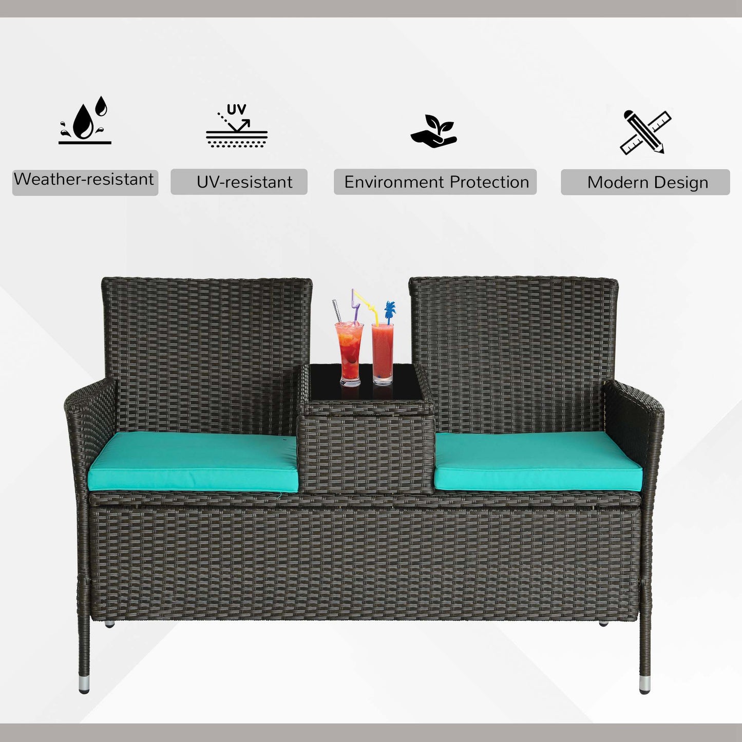 Outdoor Patio Loveseat Conversation Furniture Set