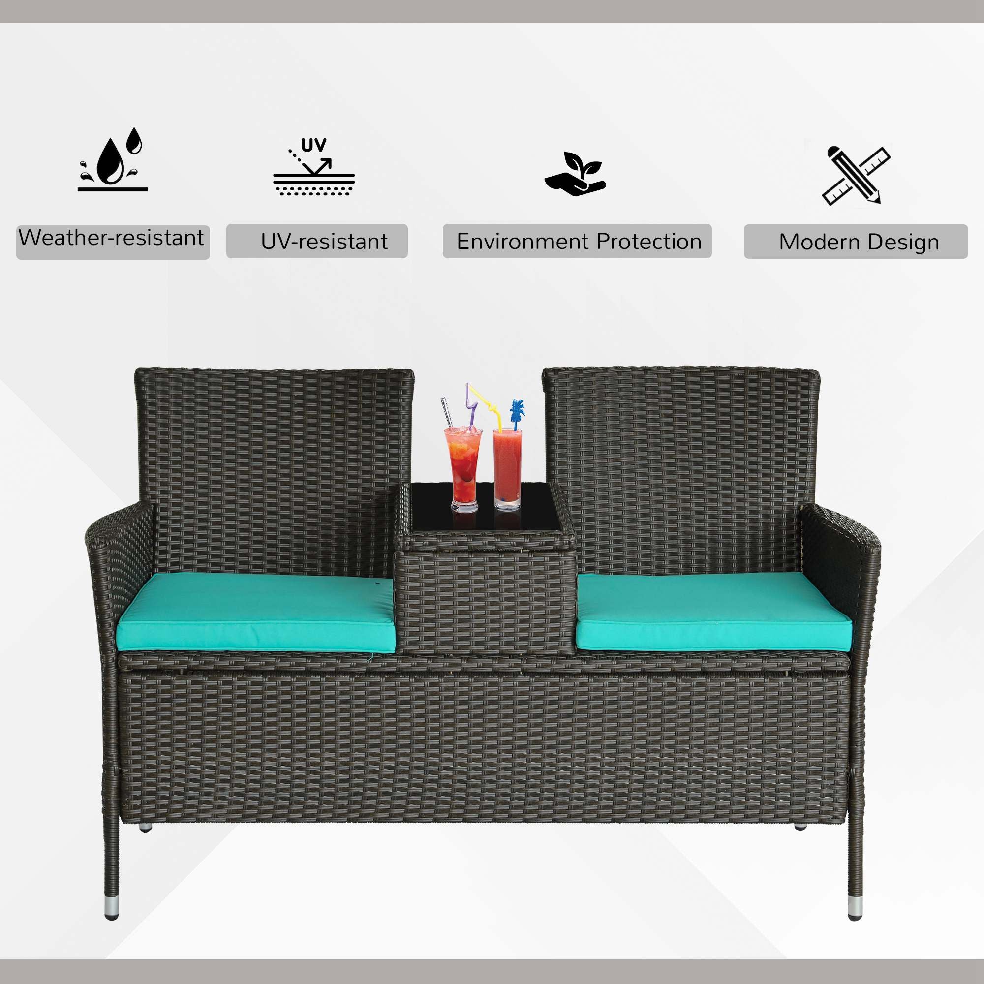 Rattan Loveseat Set