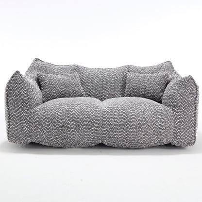 Compressed Plush Bean Bag Sofa Couch- High-Resilience Foam Filled, Ultra-Soft Boucle Lounge Chair For One Or Two People, Cozy Living Room Seating For Reading, Gaming & Relaxing, Space-Saving Vacuum
