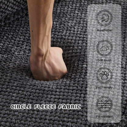 Compression Mahjong Sofa,Convertible Floor Sofa Bed,DIY Boneless Modular Sectional Sofa,No Assembly Required,Circle Fleece Fabric,Oversized 3 Seater With 1 Ottoman,Dark-grey