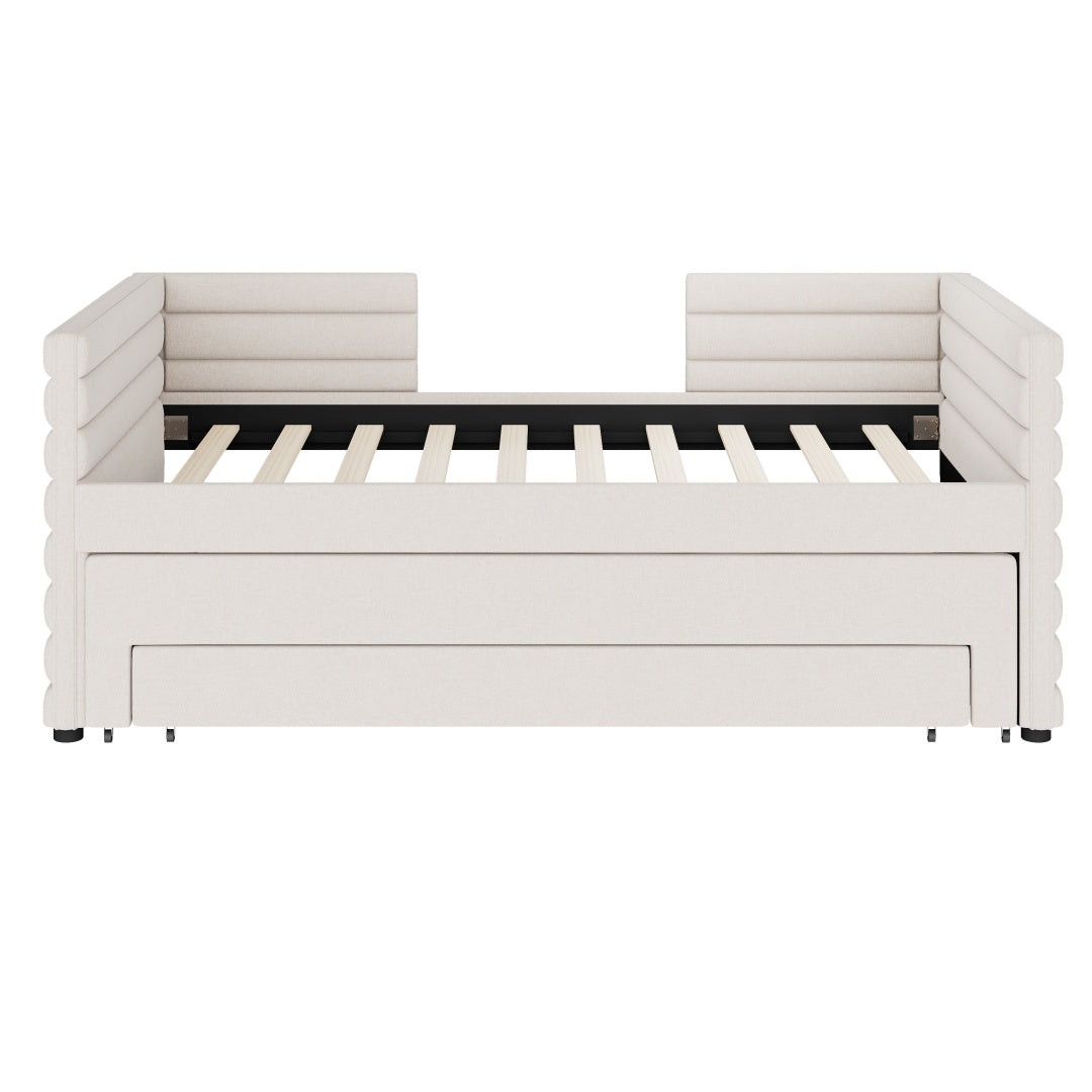 Beige Chenille Daybed Trundle