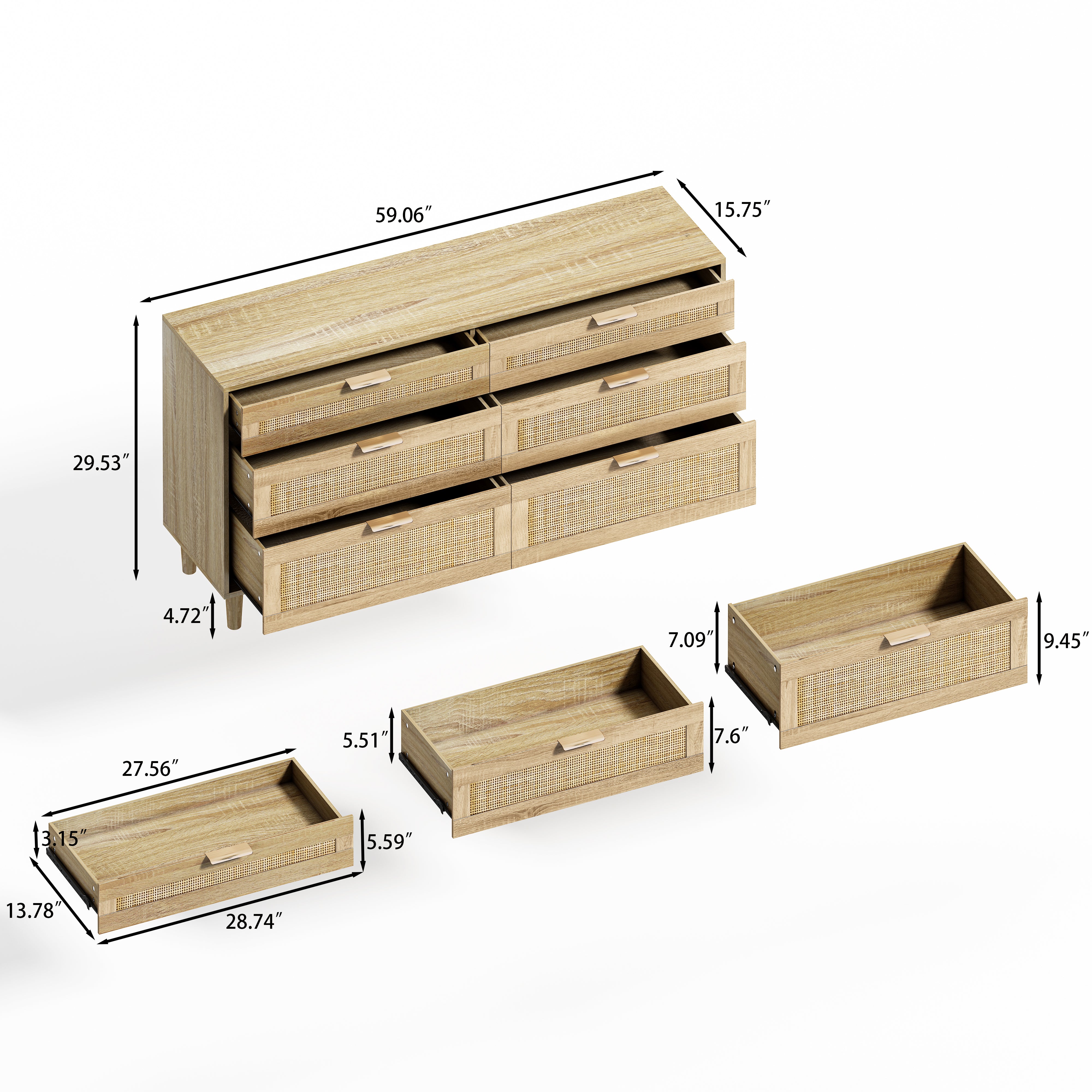 Natural Rattan Dresser