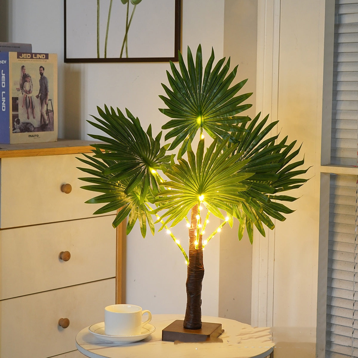 Green Leaf LED Tree Lamp Bedroom Room Decor Table Lamp