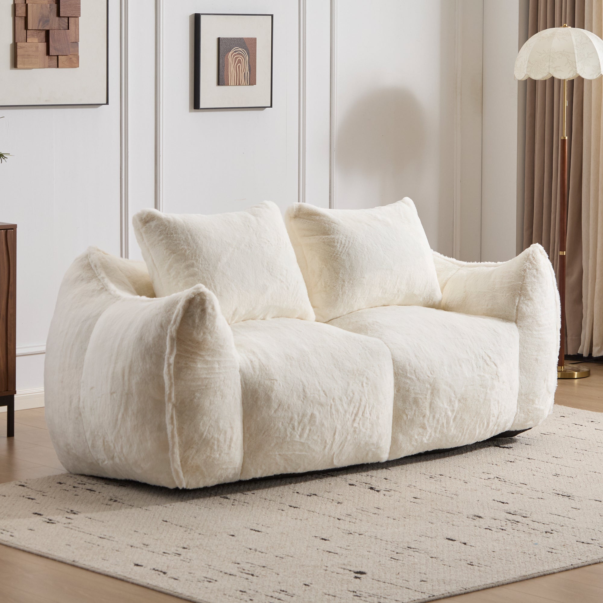 White Fluffy Bean Bag