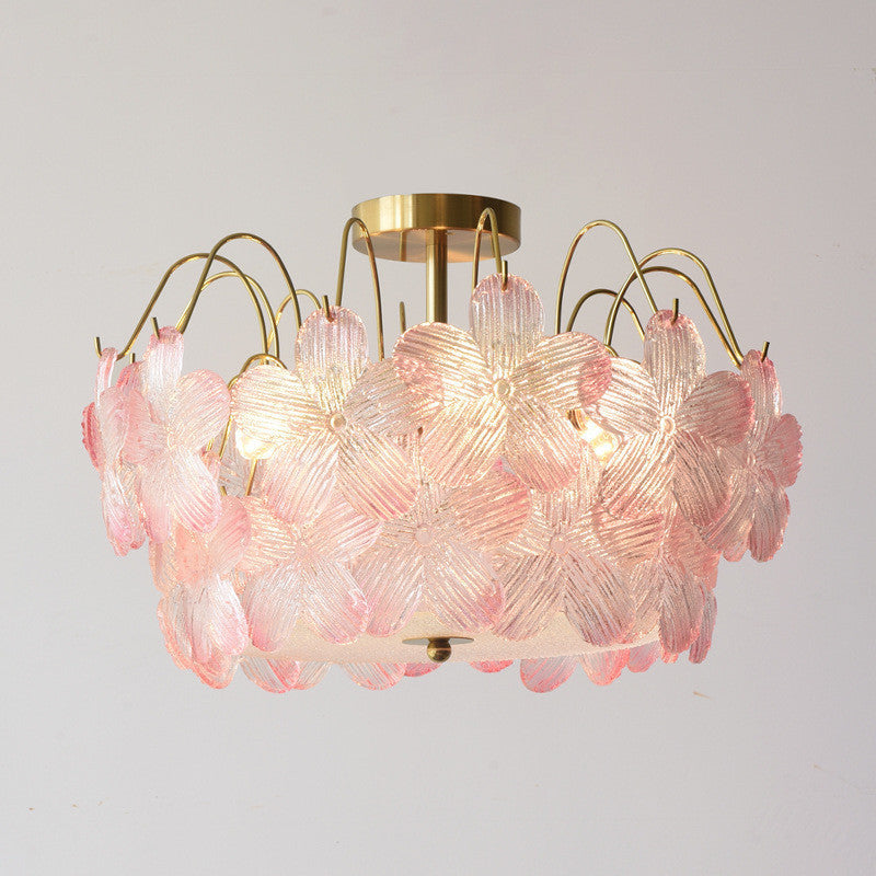 French Romantic Flower Colored Glass Lamps