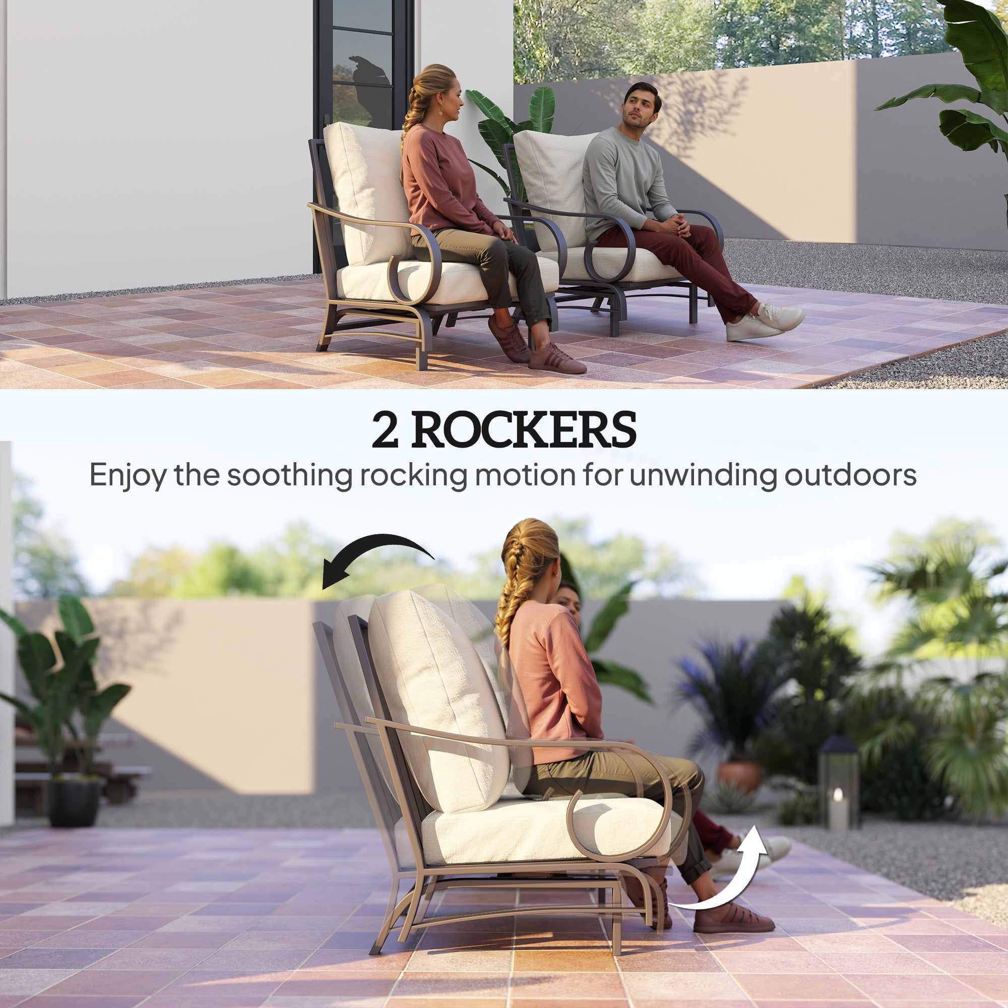 Beige Rocking Patio Set