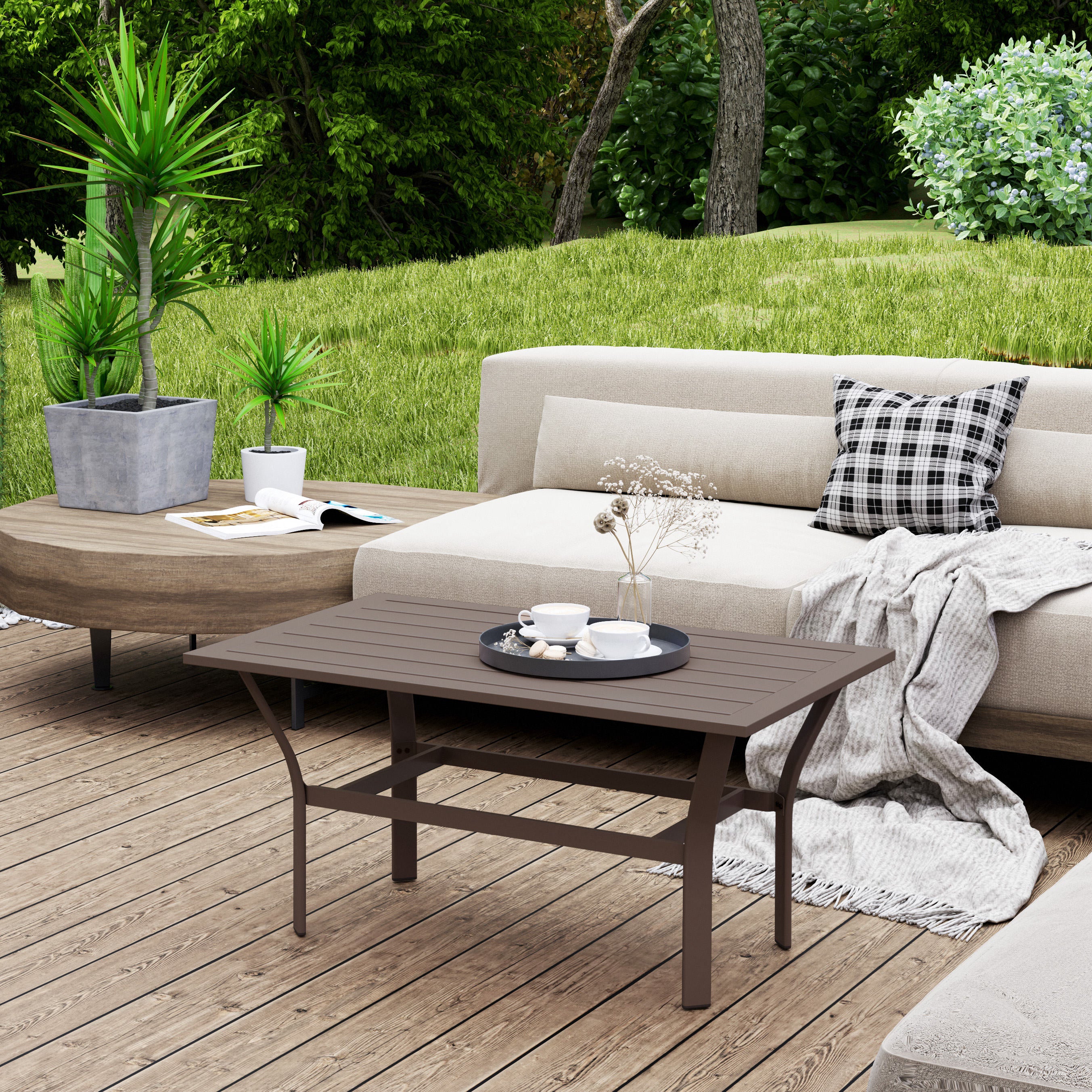 Brown Metal Patio Table