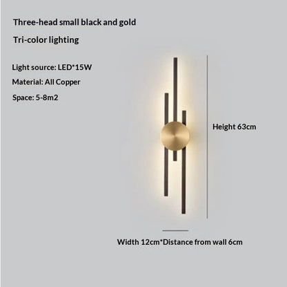 Full Copper Wall Lamp Nordic Light Luxury Long Living Room Corridor Wall Lamp