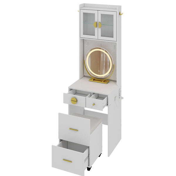 White Round Vanity Table
