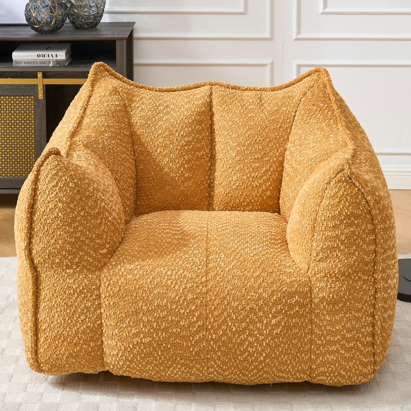 Compressed Plush Bean Bag Sofa Couch- High-Resilience Foam Filled, Ultra-Soft Boucle Lounge Chair For One Or Two People, Cozy Living Room Seating For Reading, Gaming & Relaxing, Space-Saving Vacuum