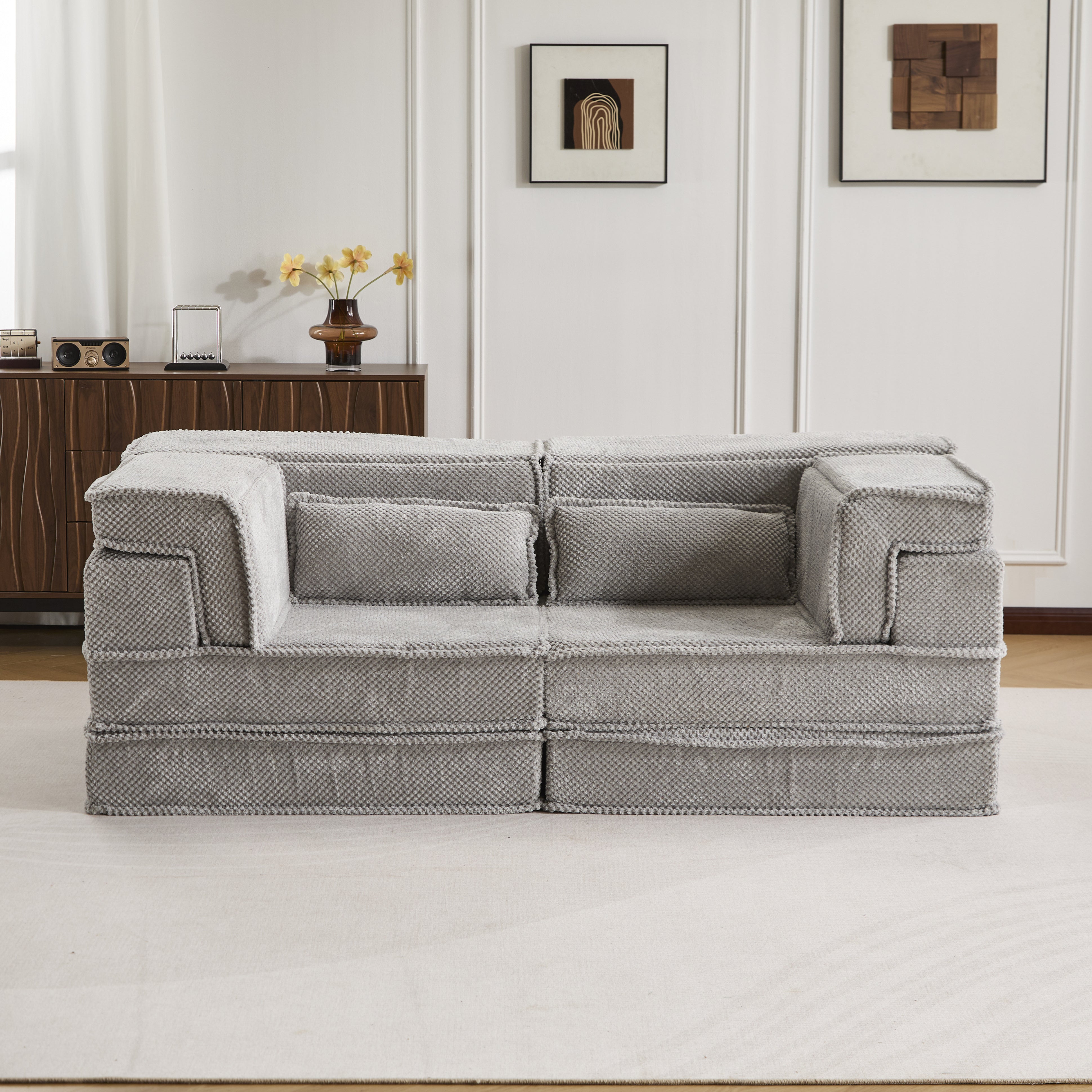 Light Grey Modular Loveseat