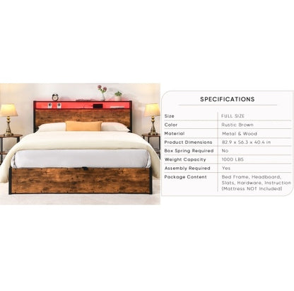 Wooden Platform Bed Frame With Lifting And Charging Station