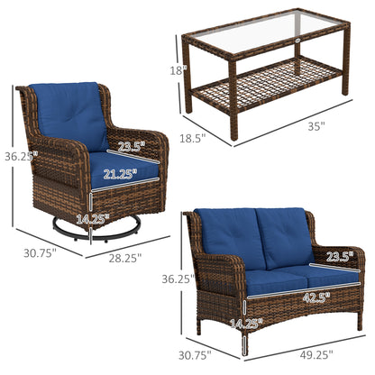 4 Piece PE Outdoor Patio Furniture Set