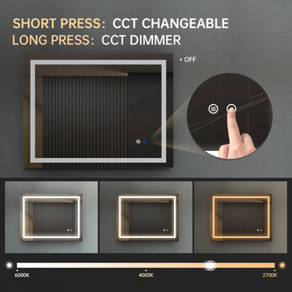 LED Bathroom Mirror With Touch Button Control