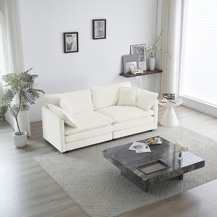 White Fabric Loveseat Sofa