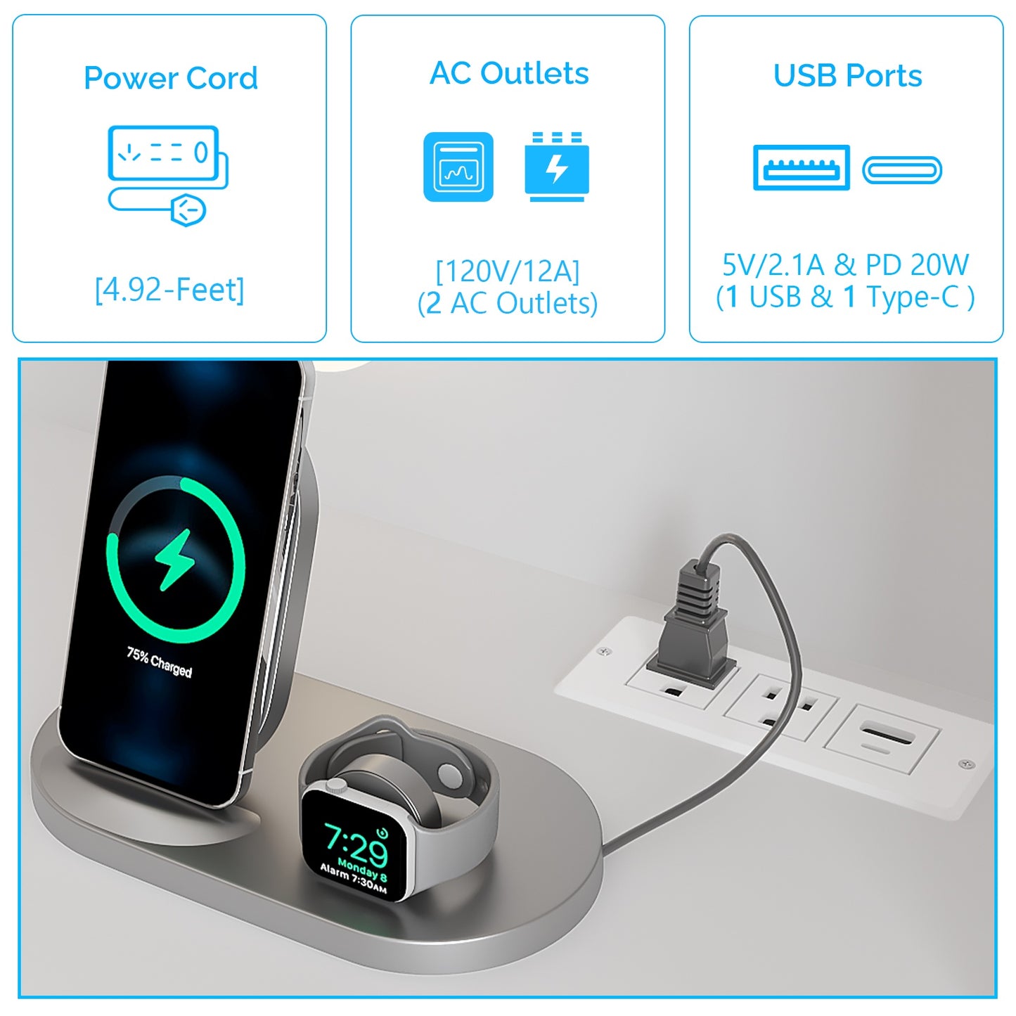 White Vanity Desk With Mirror And Lights, Modern Makeup Vanity Table W-7 Drawers And 4 Storage Shelves, Bedroom Dressing Table With Cushioned Stool, 10 LED Lights, 3 Lighting Modes White