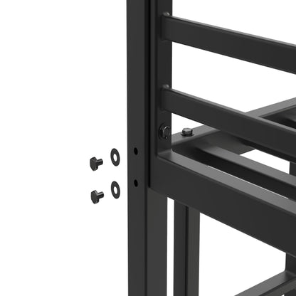 Twin Over Twin Metal Bunk Bed, Low Bunk Bed With Ladder, Bed Frame,Black, Sturdy Steel Construction, Safe Design, Easy Assembly, 250lb Upper Bed Capacity, 350lb Lower Bed Capacity