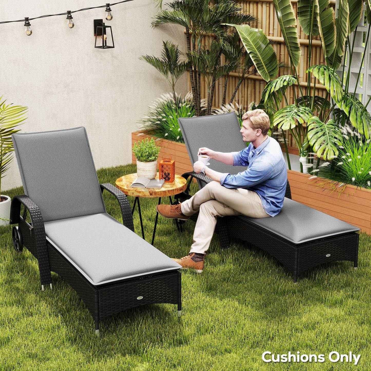 Foldable Chaise Lounge Cushion Set of 2