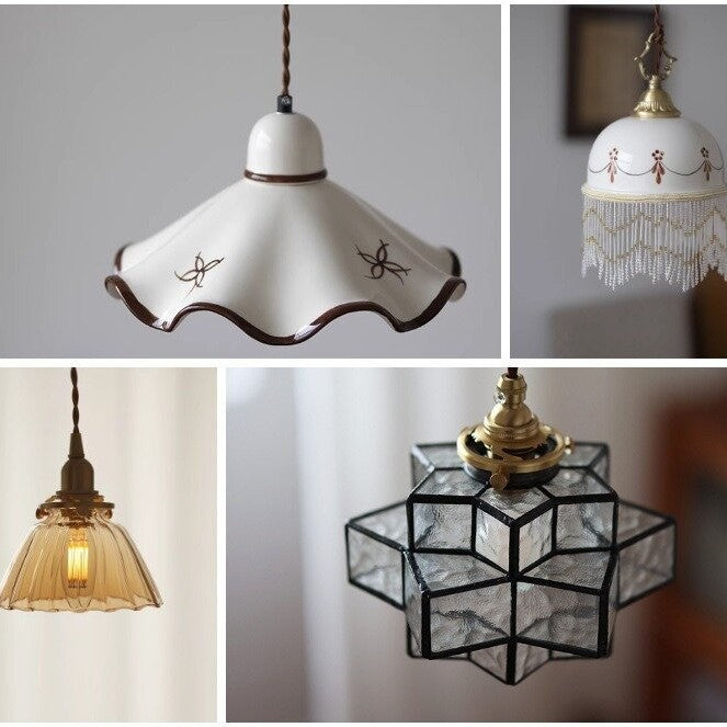 Single-head Brass Tea Room Restaurant Bar Chandelier Ceramic Bedside Lamp