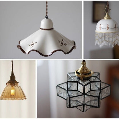 Single-head Brass Tea Room Restaurant Bar Chandelier Ceramic Bedside Lamp