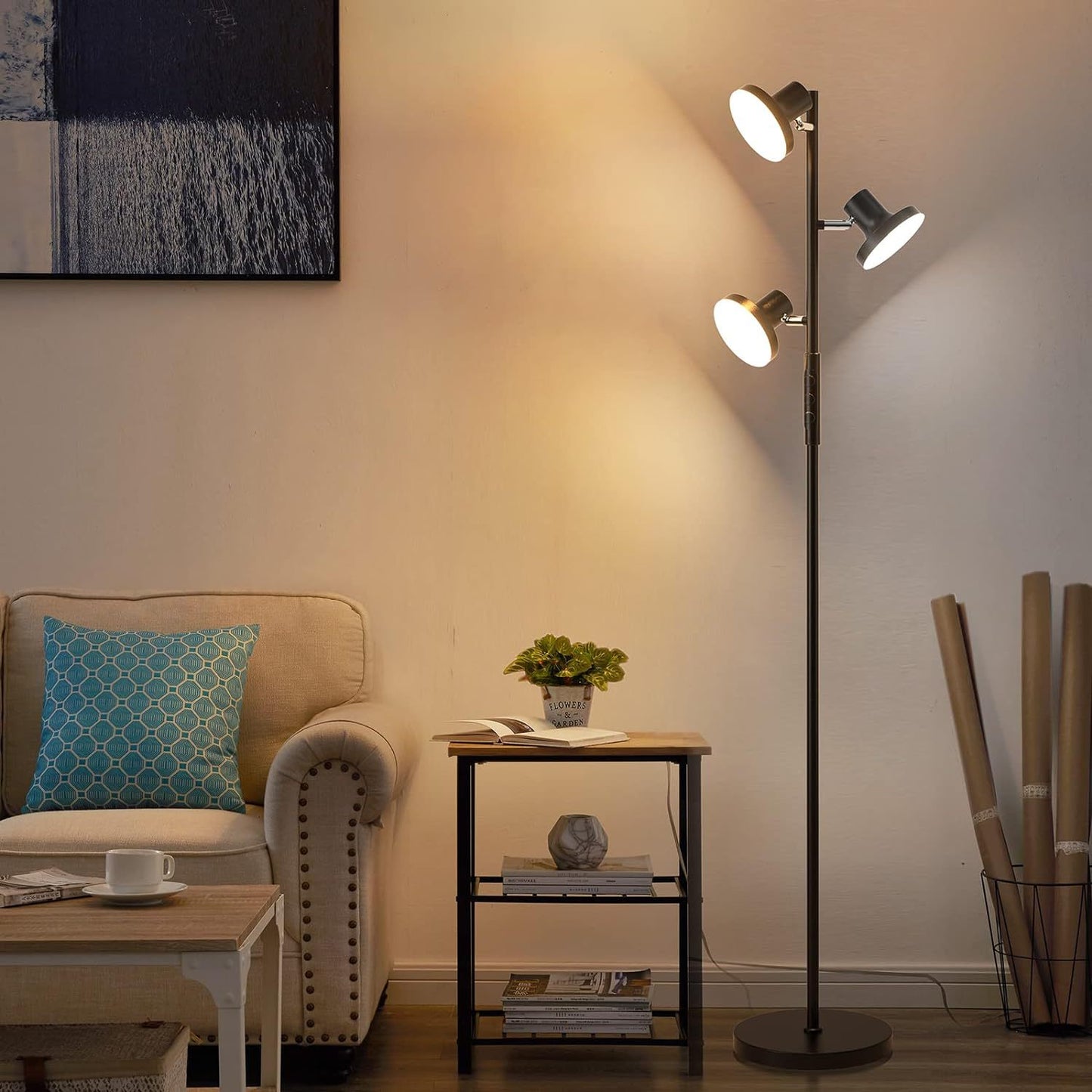 Living Room Bedroom Study Workbench Adjustable Floor Lamp LED Remote Control Rotatable