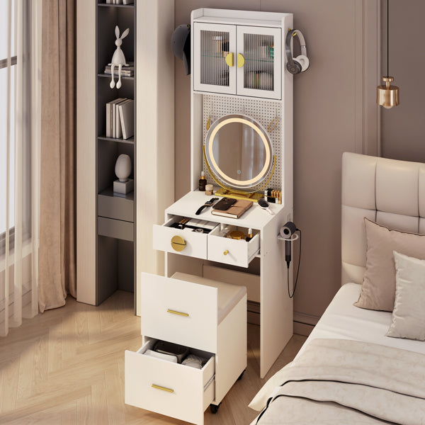 White Round Vanity Table