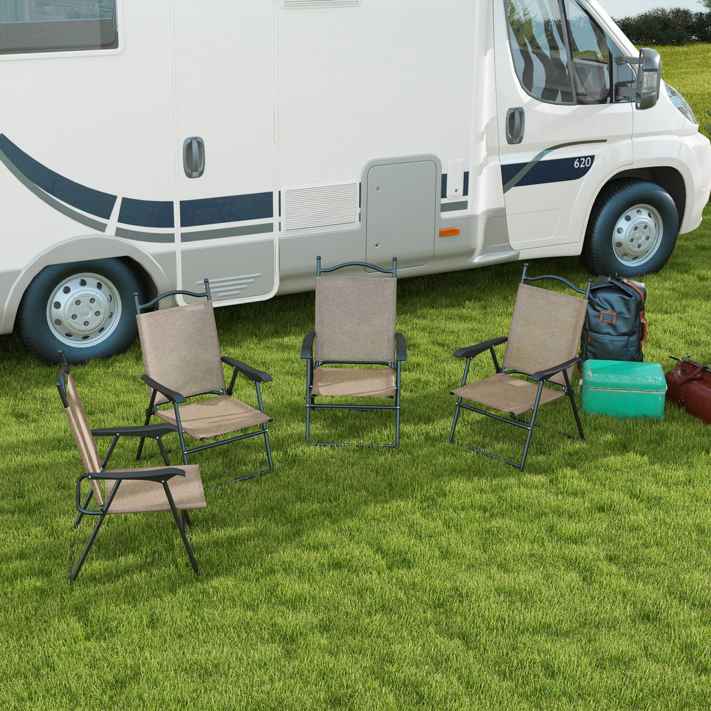 4 Piece Folding Patio Camping Chair Set