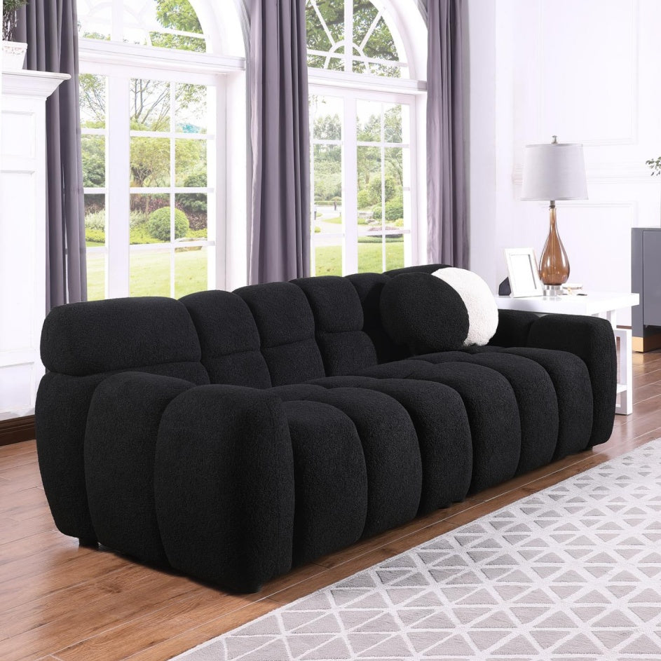 Black Boucle 3-Seater Sofa