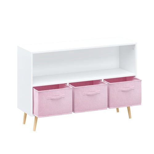 Fiberboard Children's Bookshelf With Foldable Fabric Drawers