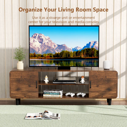 TV Stand For 55 Inch TV, Entertainment Center With Storage Cabinets, Soft Hinge Door With Handle, Media TV Console Table For Living Room Bedroom, Rustic Brown