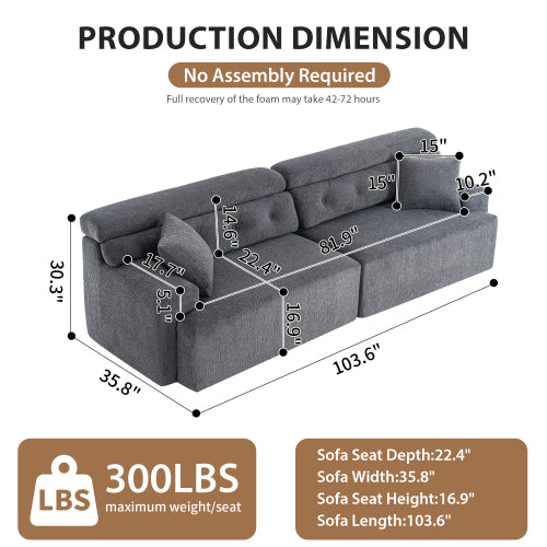 Gray Chenille 4-Seater Sofa