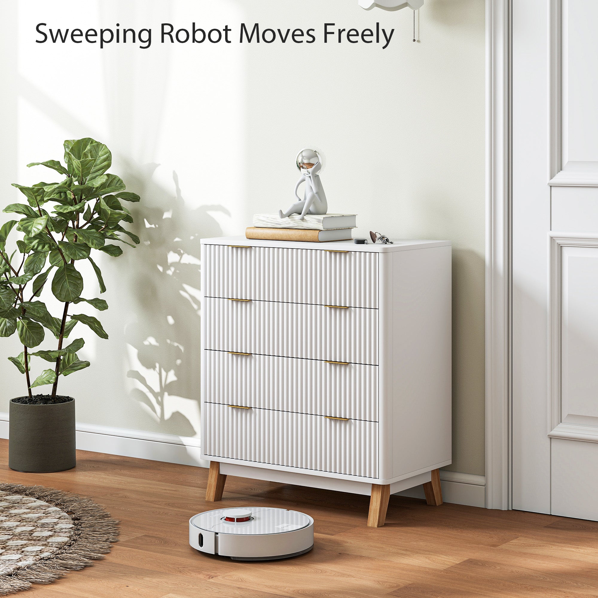 White Wood Fluted Dresser