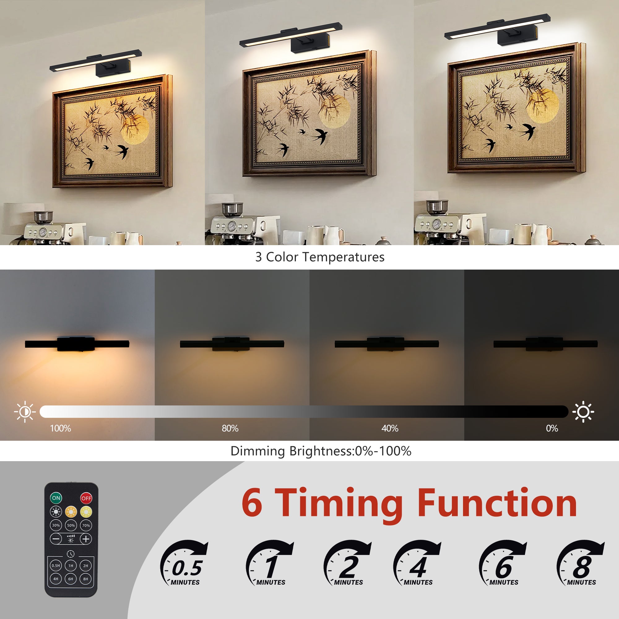 Black Remote-Control LED Picture Light