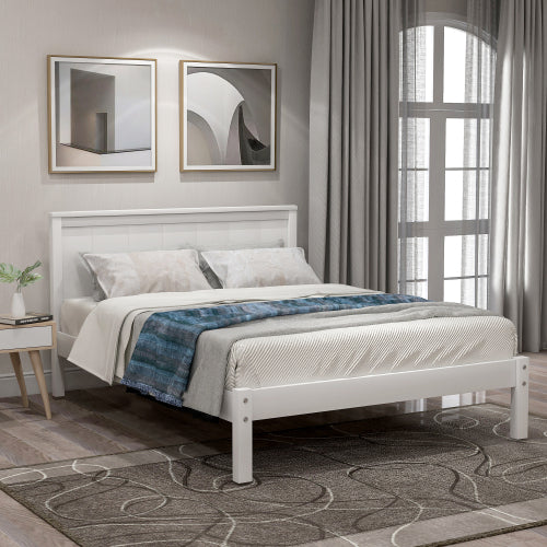 White Wood Platform Bed