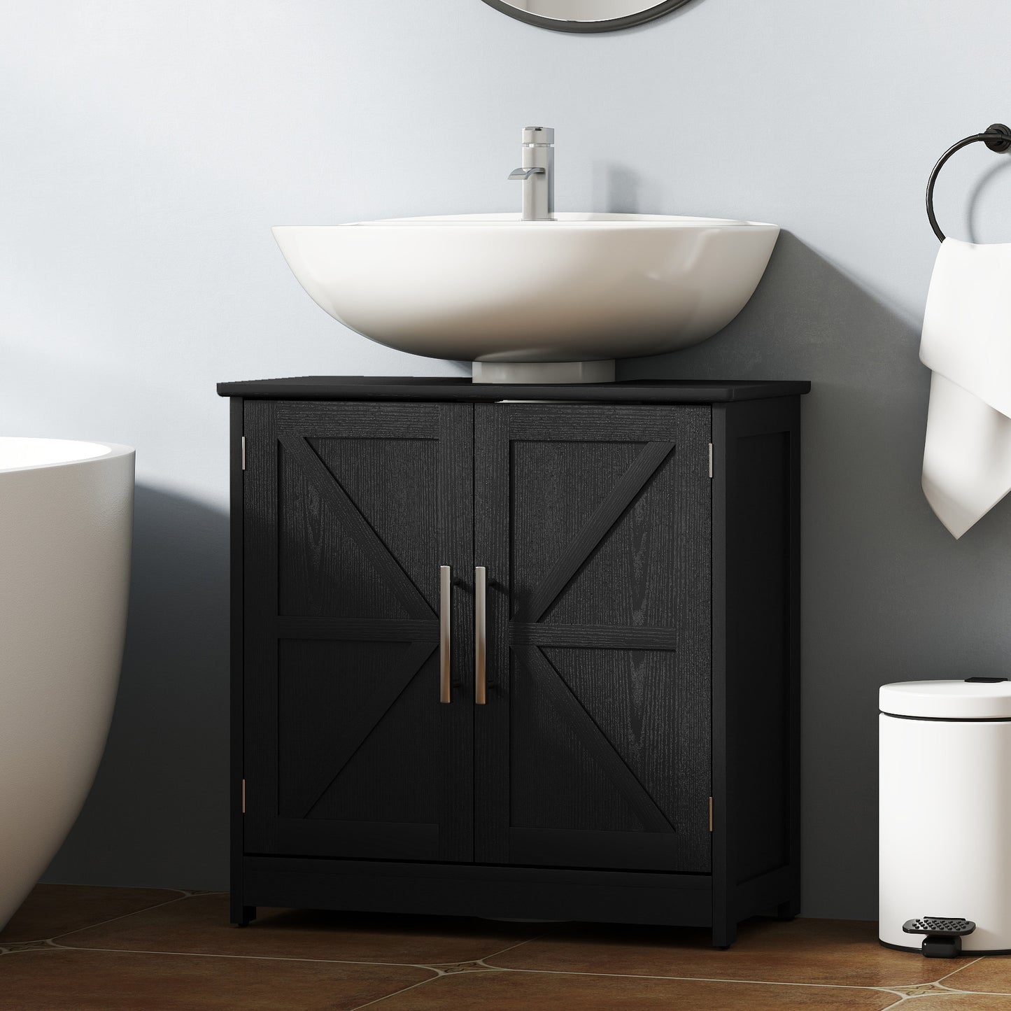 Farmhouse Pedestal Sink Storage Cabinet