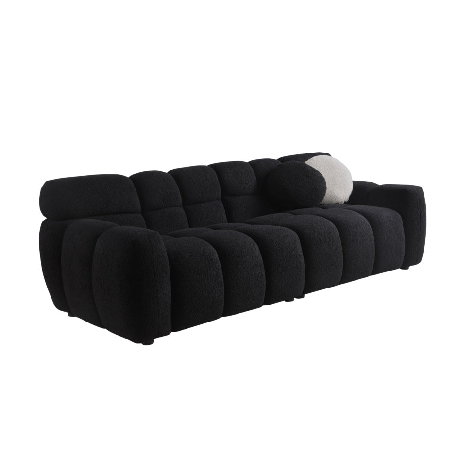 Black Boucle 3-Seater Sofa